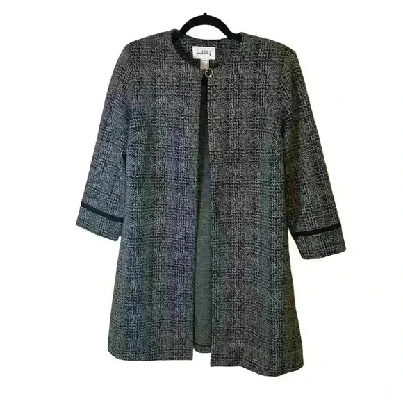 Joseph Ribkoff casual jacket black and grey houndstooth mid length size 12 - Picture 3 of 7